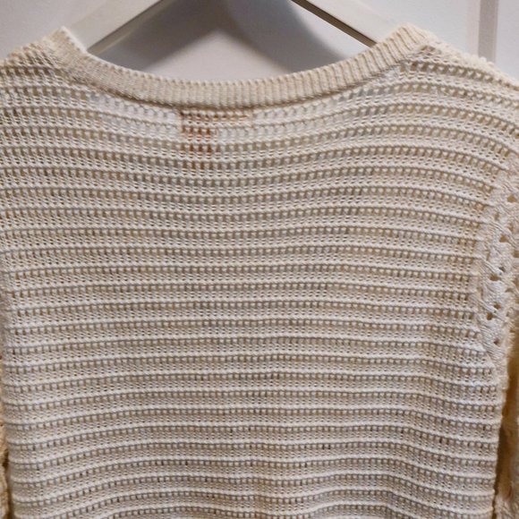 DKNY JEANS Cotton Acrylic Open Weave Cardigan/Sweater -Cream - Size Large - Picture 6 of 6
